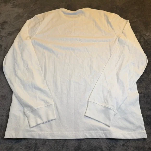 J Crew Washed Long Sleeve T Shirt Mens Large White Cotton Crew Neck Casual - Picture 4 of 9